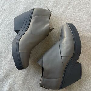Eileen Fisher Leather Ankle Booties Zip‎ Up platformm wedge women’s size 11